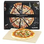 Navaris XL Pizza Stone for Baking - Cordierite Pizza Stone Plate for BBQ Grill Oven, Cook or Serve - Incl. Recipe Book - Rectangular, 38 x 30 x 1.5cm