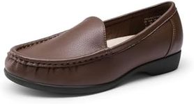 DREAM PAIRS Women's Loafers Slip-ons Casual Comfortable Lightweight Business Work Office Flat Shoes with Arch Support,Size 7,Brown,DWUMLS2504