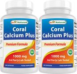 Best Naturals Coral Calcium Plus 1000 mg 250 Capsules (250 Count (Pack of 2))