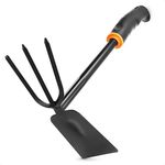 BFG Garden Hoe Garden Rake 2 in 1 Gardening Tools, 7cm Wide Digging Hoe, 3 Prong Garden Fork for Garden Soil, Hand Hoe Hand Rake Cultivator Garden Tool 32cm Length, Soil Rake & Mattock Gardening Tool