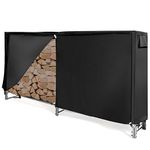 GiantexUK 4FT/5FT/6FT/8FT Firewood Rack with Waterproof Cover, Metal Log Storage Rack Holder with Vent and Handle, Indoor Outdoor Fireplace Wood Storage Shelf Stand for Garden Backyard (192x35x123cm)