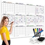 Scribbledo Jumbo Dry Erase Yearly Calendar 36" x 48" 12 Month Reusable Wall Planner Includes 4 Markers 1 Eraser and Mounting Tape. (Horizontal)