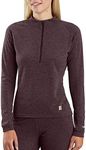 Carhartt Women's Force Heavyweight Quarter-Zip Thermal Base Layer Long Sleeve Shirt, Deep Wine Heather, Medium