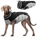 FUAMEY Dog Coat,Warm Dog Jacket Winter Coat Paded Dog Fleece Vest Reflective Dog Cold Weather Coats with Built in Harness Waterproof Windproof Dog Snow Jacket Clothes with Zipper Black Large