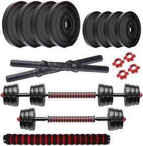 Amazon Brand - Symactive PVC 18 Kg 3-in-1 Convertible Dumbbells Set | for Fitness & Workout | 2 Kg x 4 + 2.5 Kg x 4 PVC Weight, 14'' Dumbbell Rods Pair & Nuts, 1 Cushioned Connector Rod | Multicolor