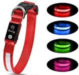 SNOUTZZ® LED Flashing Dog Collar USB Rechargeable - Ultra Bright & Highly Visible - Waterproof & Increased Safety - Available 4 Colours & 4 Sizes (Red, XSmall)