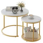 Garden 4 you Coffee Table Faux Marble White Nesting Table for Small Place 2 Sets Modern Furniture Living Room Sets End Side Table Night Stand for Bed Room Dining Room