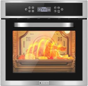 AAOBOSI Single Wall Oven, 24 Inch Electric Built-in Convection Oven 2.5 Cu.Ft 2800W 240V LED Digital Display Touch Control Timer Alarm Clock ChildLock for Kitchen,Drop Down Door in Stainless Steel