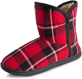 Polar Mujer Espuma De Memoria Interior Piel Sintética Lana Botaie Suela De Goma Comodidad Al Aire Libre Antideslizante Durable Zapatillas - Rojo Tartán - UK4/EU37 - YC0752