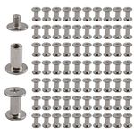INCREWAY Phillips Screws, 60 Sets 5mm X 10mm Nickel Plated Chicago Binding Screws Round Cross Rivet Chicago Button, Silver Tone