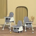 StarAndDaisy High Chair for Baby/Baby Feeding Chair for 0 to 5 Years with 4 in-1 Multifunctions/High Chair with Height Adjustable, Detachable Tray & One-Hand Adjustable - Grey