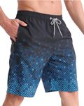 APTRO Men's Swim Trunks Quick Dry Bathing Suit Swimwear Beach Shorts HW308 Black&Blue L