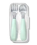 OXO Tot - On The Go Fork & Spoon Set - Baby Feeding Stainless Steel with Travel Case Sized for Little Mouths from 12 Months and Up - Opal - 61162300