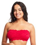 Women's Amber Bandeau Bra with Adjustable Straps, Unpadded & Unlined Wireless Tube Top Bralette, Everyday Lingerie (Small, Red/Orchid)