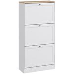 HOMCOM Narrow Shoe Cabinet, Shoe Storage Cabinet with 3 Flip Drawers and Adjustable Shelves for Hallway, Entryway, Holds 12-18 Pairs, White