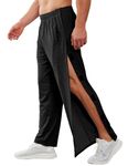 Deyeek Men's Tear Away Pants 2 Side Snap Open Bottom Sweatpants Loose Fit Casual Post Surgery Pants with Pockets Black