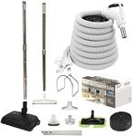 VPC Central Vacuum Accessory Kit | Premium Hose | Electric Power Head Nozzle with Height Adjustment | Telescopic Wand with Deluxe Tool Set | Handle with 3 Way Button with Bonus Tools