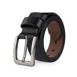 Men Belt Genuine Leather for Regular & Big and Tall (35"-62") Jeans Belt Dress Belt Casual & Work (Waist 38"-40", Black)