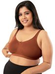 NYKD Flawless Me Breast Separator Rich Cotton Everyday Bra for Women Daily Use Non Padded, Wireless, Full Coverage Bra, NYB105, Rust, 36D, 1N