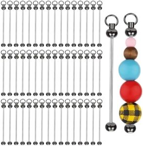 50pcs Blank Beadable Keychain Bars, Metal DIY Bead Keychain Bar Charms Eady Detachable Key Chain Making Accessories for Craft Project Pendant (Grey)