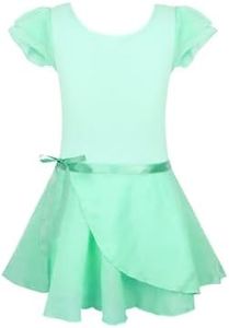 EQSJIU Dance Leotards For Toddler Girls 4t 5t Ballet With Attached Skirt Dress Kids Green Ruffle Sleeve Adjustable