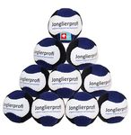 Jonglierprofi 10 x Footbags Set, 50 mm Diameter, 60 g each, Blue/white/black, Non-stretch Faux Leather, Granulate Filling, Footbag Recreational Ball, 10 Pieces in 1 Package