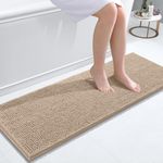 smiry Chenille Bath Mat, 40 x 120 cm, Non-Slip Super Absorbent Bathroom Mat Extra Soft Fluffy Bath Mats for Bathroom Thick Machine Washable Floor Mats Rugs Runner, Beige