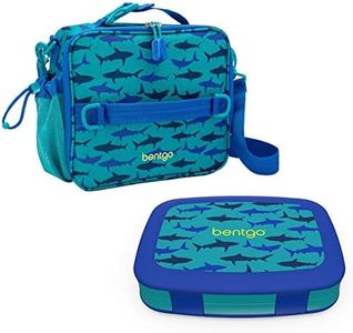Bentgo Prints Insulated Lunch Bag Set With Kids Bento-Style Lunch Box (Shark)