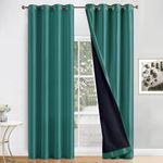 ThinkArtDecor Blackout Curtains 9 feet Long Set of 2, Room Darkening Thermal Insulated Solid Long Door Curtains with Tie Backs, Arctic Teal