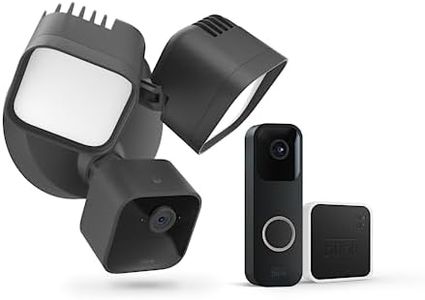 Blink Wired Floodlight Camera + Video Doorbell with Sync Module 2 | Two-way audio, HD day and night video, motion detection, Works with Alexa — (Black)