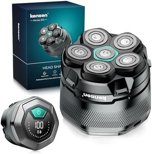 Kensen Rasoir Tete Chauve Homme 6D Rasoir Electriques Hommes Cheveux Rasoir Crane Homme Chauve IPX6 �Étanche Tondeuse Crane Chauve Rotatives avec Écran LED Type-C Utilisation sans Fil 160mins Wet & Dry