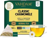 VAHDAM, Chamomile Herbal Tea (100 Pyramid Tea Bags) Resealable Ziplock Pouch | Caffeine Free, Non GMO, Gluten Free | 100% Pure Tisane - Sweet & Floral | Made With Natural Chamomile Flowers