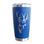 Deer Hunting Accessories, 20oz Coffee Tumbler for Men, Travel coffee mug, Fathers day Gift for Hunter (Royal Blue)