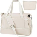 Leaper Travel Duffle Bag Weekender Overnight Duffel Luggage Gym Tote Bag for Women Crossbody Handbag Beige