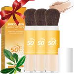 2024 New 3Pcs Mineral Powder Foundation Sunscreen - SPF 50 Loose Powder Sunscreen Setting Powder | Mineral Brush Powder | Oil Control Natural Matte Finish Powder Sunscreen For Face Makeup - 8g/0.28fl.oz