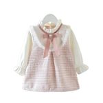 Bold N Elegant Cotton Knit Full Sleeve Polka Dot Flared Mini Frock Dress Tunic for Infant Toddler Baby Girl (Baby Pink - White, 3-4 Years)