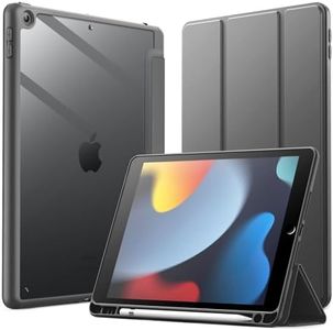 JETech Case for iPad 10.2-Inch (9th/8th/7th Generation, 2021/2020/2019) with Pencil Holder, Clear Transparent Back Shell Slim Stand Shockproof Tablet Cover, Auto Wake/Sleep (Space Grey)