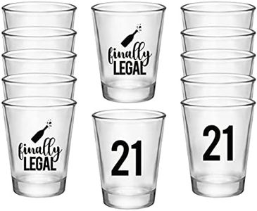 Finally Legal 21st Birthday Party Shot Glass - Set of 12, 1.75oz Black and Clear 21st Birthday Shot Glasses, Perfect for Birthday Parties, Birthday Decorations