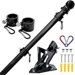 ZMTECH Flag Pole Kit for House, 6 FT Flag Pole with Bracket for Canada Flag, Stainless Steel Flag Pole for Outside House Garden Yard, Residential or Commerical Flag Pole Kit (Without Flag,Black)