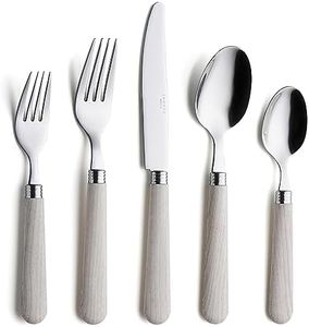 ANNOVA Silverware Set 20 Pieces Stainless Steel Cutlery Color Handle Flatware - 4 x Dinner Knife; 4 x Dinner Fork; 4 x Salad Fork; 4 x Dinner Spoon; 4 x Dessert Spoon (Wood, 20 Pieces)