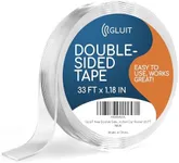 GLUIT New Double Sided Tape Heavy Duty 17.5 lbs Reusable Adhesive Removable Washable Multipurpose Mounting Tape Gel Grip Tape Carpet Tape for Home Office Kitchen Car Poster 33FT