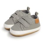 MK MATT KEELY Baby Girl Boy First Walking Shoes Anti-Slip Soft PU Leather Sneakers for Infant Toddler,Grey,3-6 Months