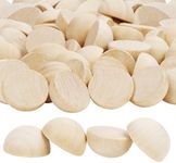 Belle Vous 100 Pack Natural Unfinished Wooden Half Craft Balls - 25mm DIY Mini Split Round Hemisphere Wood Ball Set - Art Supply Beads, Jewellery Design, Making Christmas Decorations & Projects