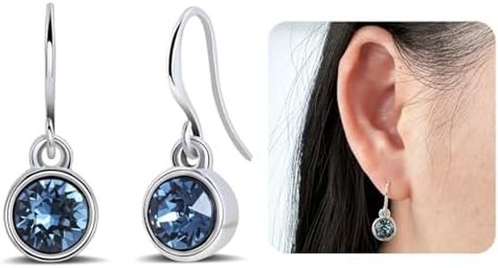 Blue Aquamarine Circle Dangle Earrings for Women Silver Handmade Crystal Drop Earrings Birthstone Earrings Aquamarine Jewelry