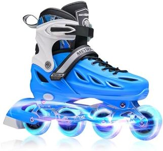 METROLLER Inline Skates for Girls and Boys, Women, Men 4 Sizes Adjustable Inline Skates with Light Up Wheels, Illuminating Beginner Skates for Kids & Adult Youth.