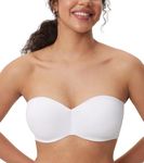 DELIMIRA Women's Strapless Bras Underwire Support Non Padded Plus Size Minimiser Bra White 34B