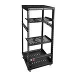 RIVECO 25U Network Rack with Wheels for Server, Stereo Open Frame Cabinet with Vented Top & Bottom Covers, Round Holes Posts Square Holes Posts Available……