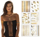 Terra Tattoos Metallic Tattoos - Over 75 Jewellery Inspired Temporary Tattoos in Gold and Silver (6 Sheets), Delila Collection