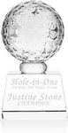 EIO Gifts Personalised Engraved Golf Ball Optical Glass Trophy - 9.5cm - Custom Golf Awards for Golfers, Coach, Teacher, or Dad - Crystal Plaque for Tournaments Sports Competitions or Best Player