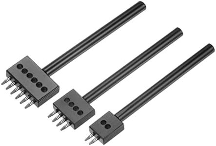 uxcell 2/4/6 Prong Leather Prong Punch Tool 5mm Steel Prong Row Round Hole Stitching Chisel for Leather Craft